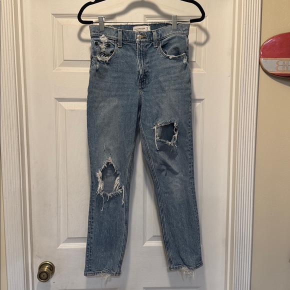 Abercrombie & Fitch Blue Distressed mom jeans - Picture 2 of 5
